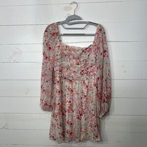 Pink Floral Crystal Doll Dress